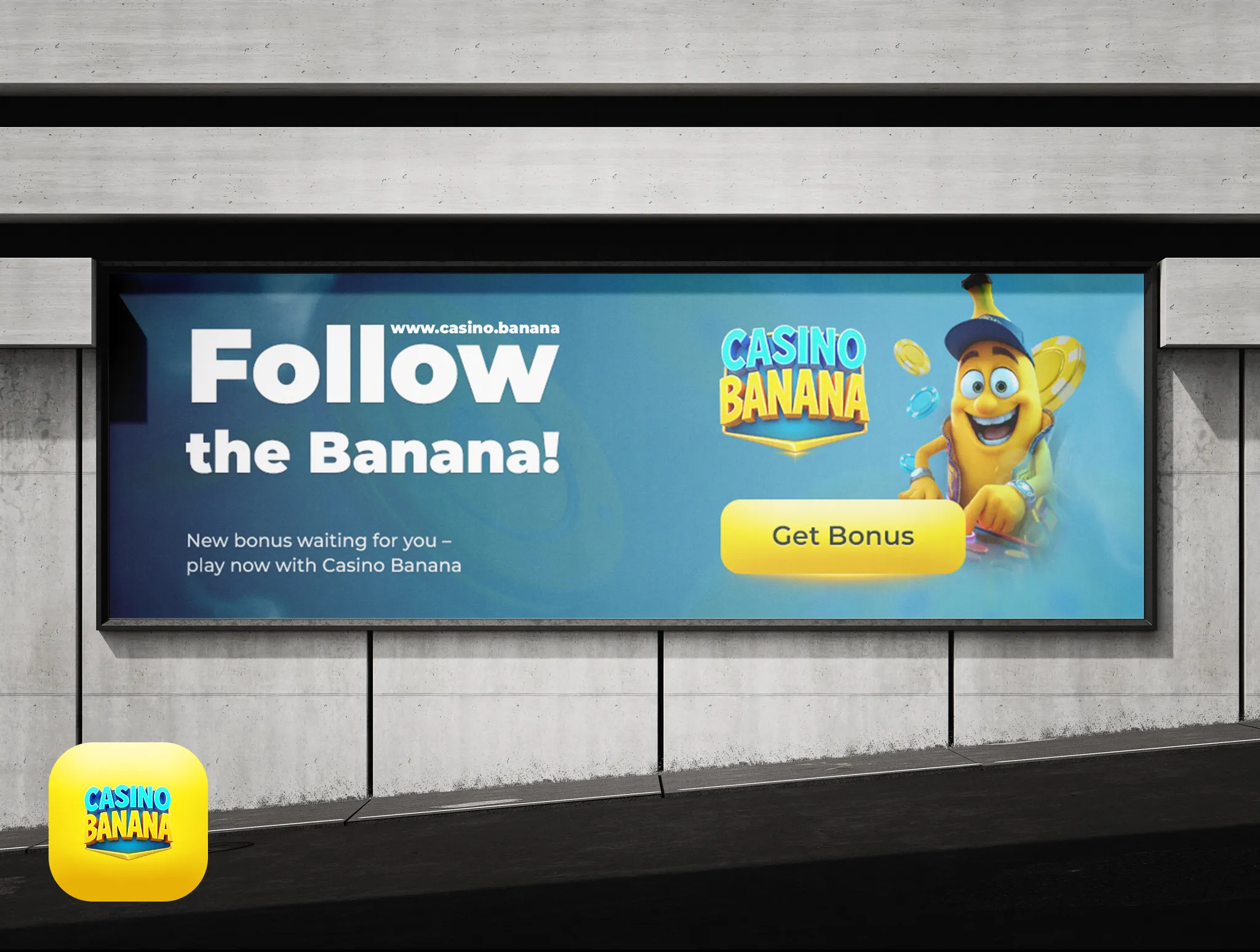Casino Nano Banana - GET BONUS Banner Inspired by Google's Nano Banana AI Agent