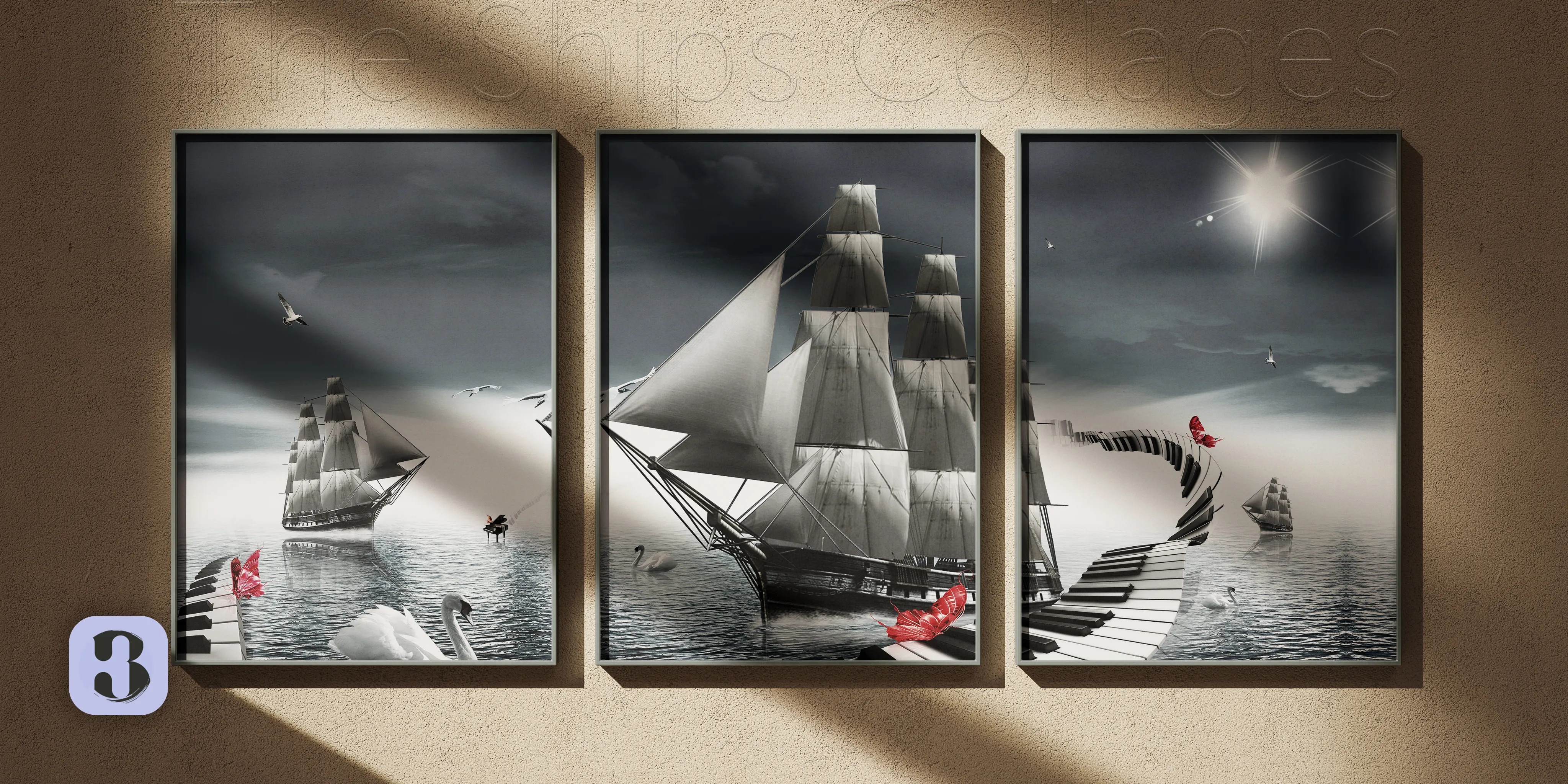 The Singing Ships — Digital Painting Collage on Canvas